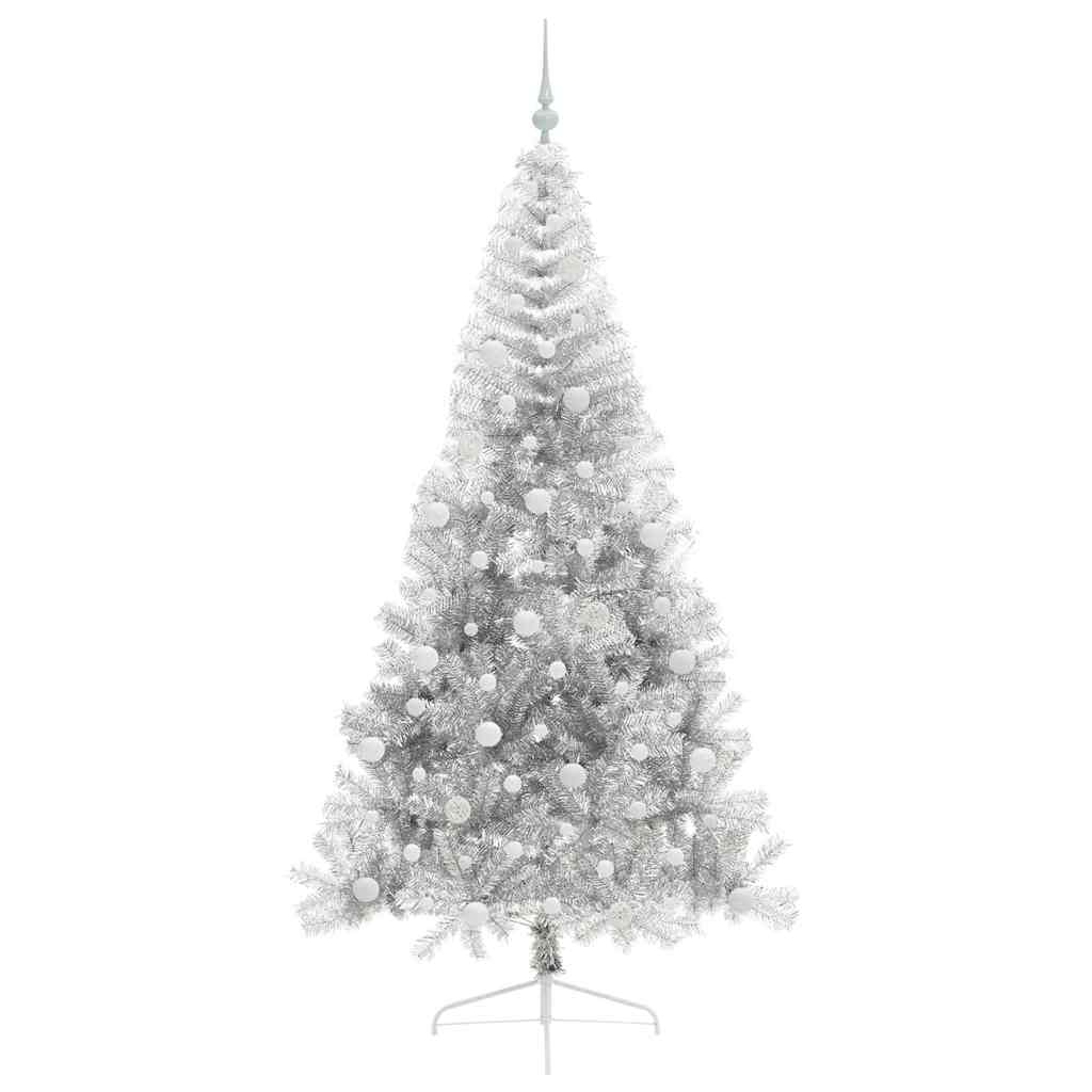 Kunstig Forbelyst Juletræ med 300 LED'er Sølv 210 cm PET