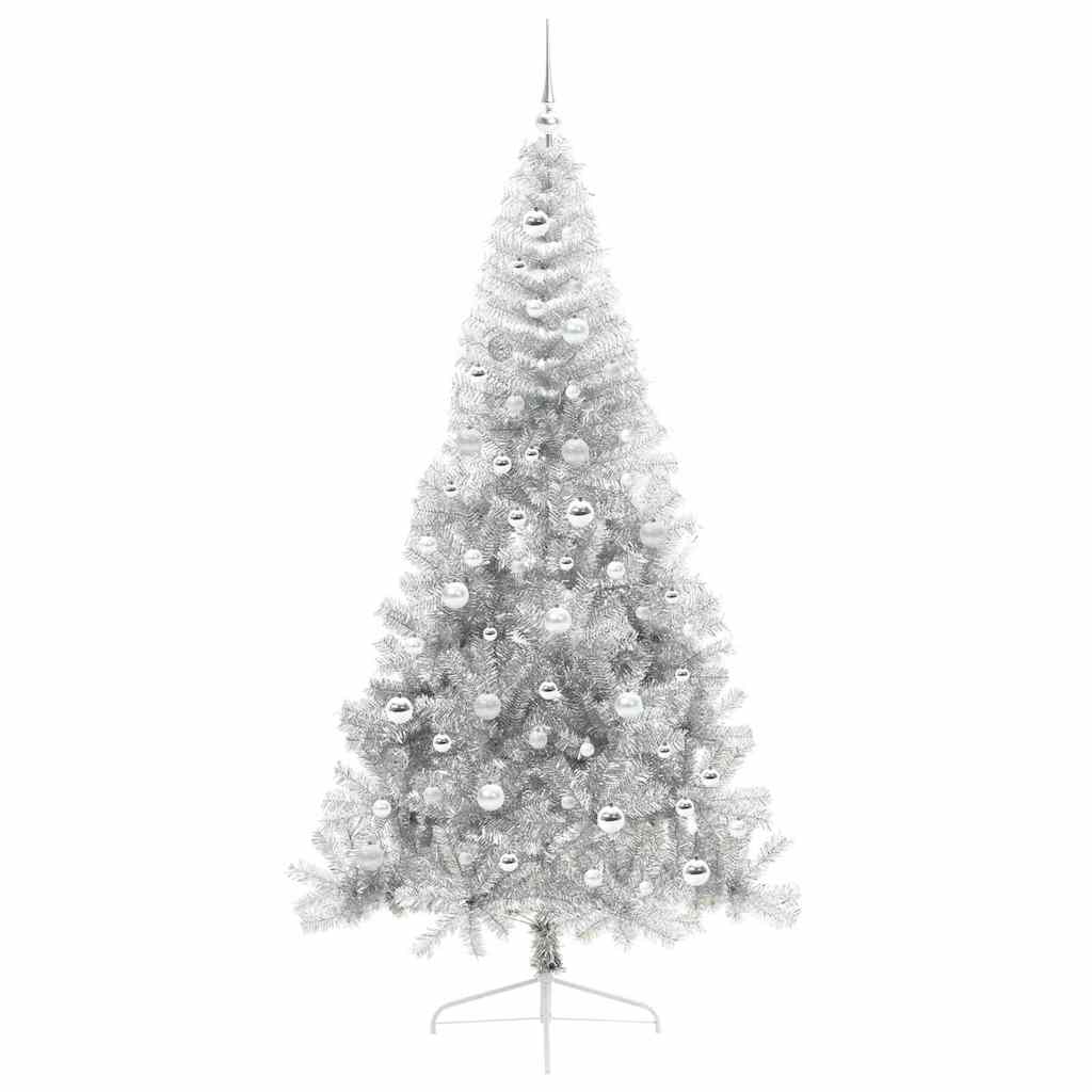 Kunstig Forbelyst Juletræ med 300 LED'er Sølv 210 cm PET