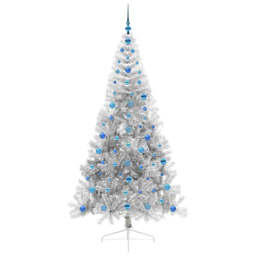 Kunstig Forbelyst Juletræ med 300 LED'er Sølv 210 cm PET