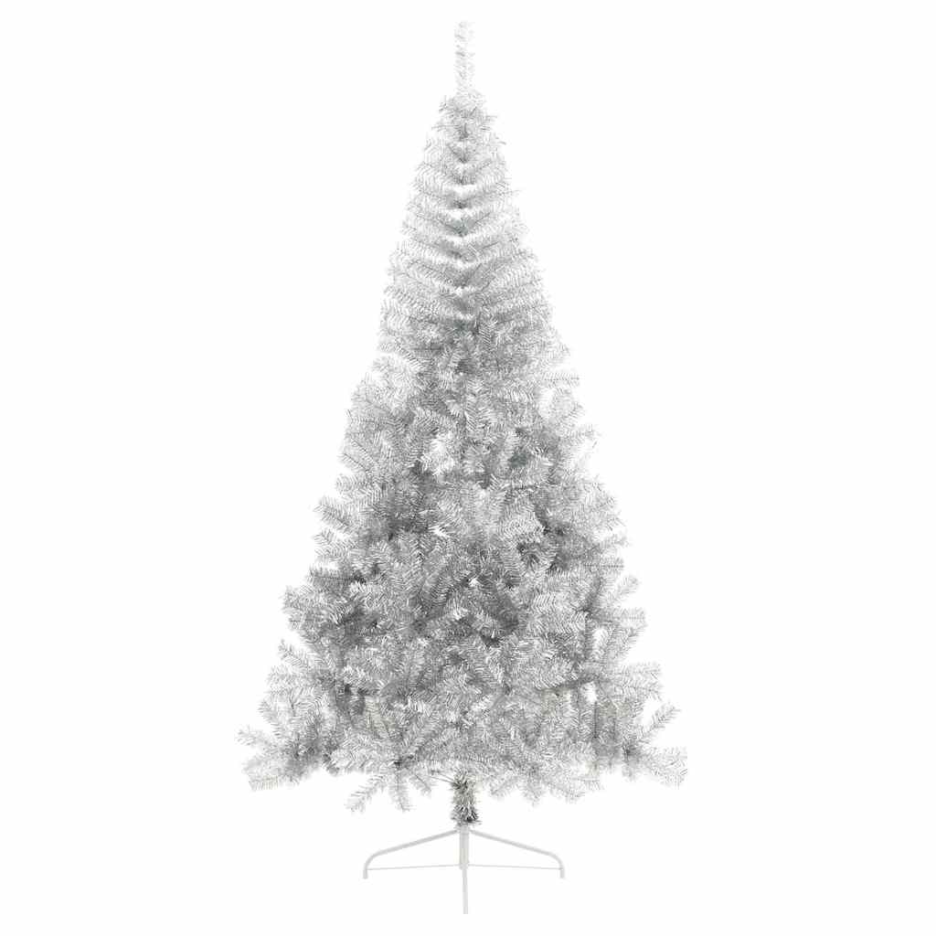 Kunstig Forbelyst Juletræ med 300 LED'er Sølv 240 cm PET