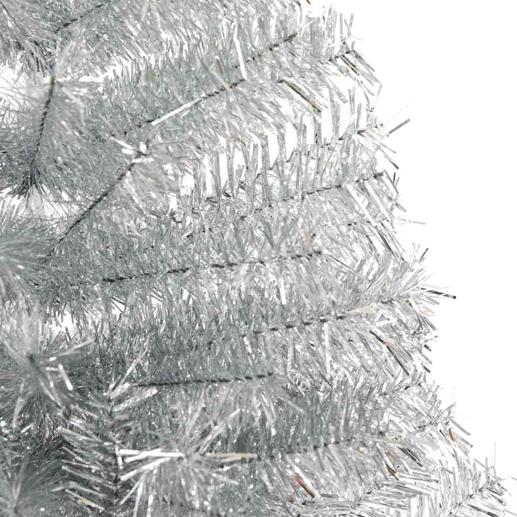 Kunstig Forbelyst Juletræ med 300 LED'er Sølv 240 cm PET