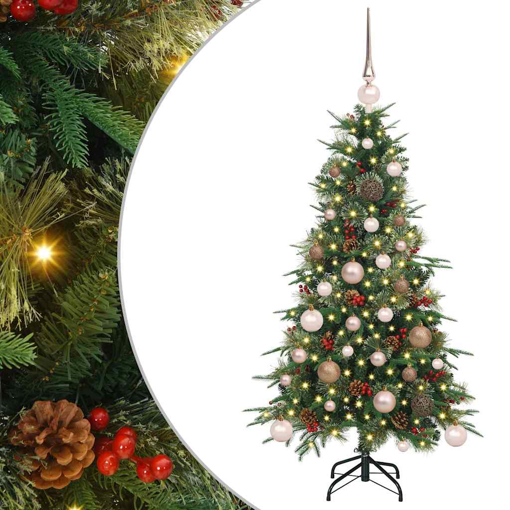 Kunstigt Hinged Juletræ med 150 LED'er Grøn 120 cm PE og PVC