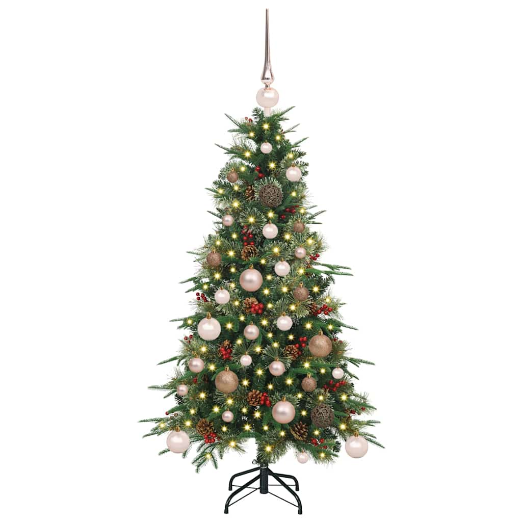 Kunstigt Hinged Juletræ med 150 LED'er Grøn 120 cm PE og PVC