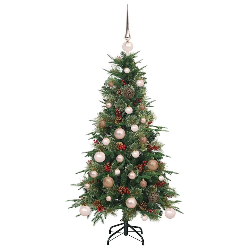 Kunstigt Hinged Juletræ med 150 LED'er Grøn 120 cm PE og PVC