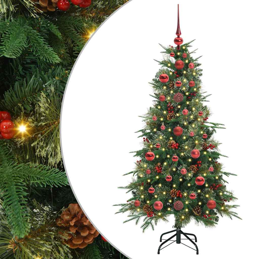 Kunstigt Hinged Juletræ med 150 LED'er Grøn 120 cm PE og PVC