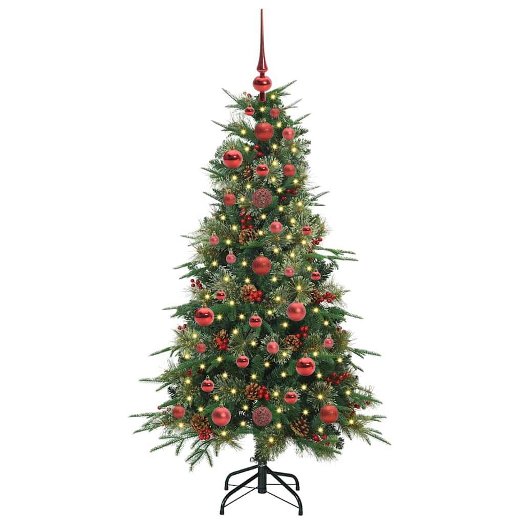 Kunstigt Hinged Juletræ med 150 LED'er Grøn 120 cm PE og PVC