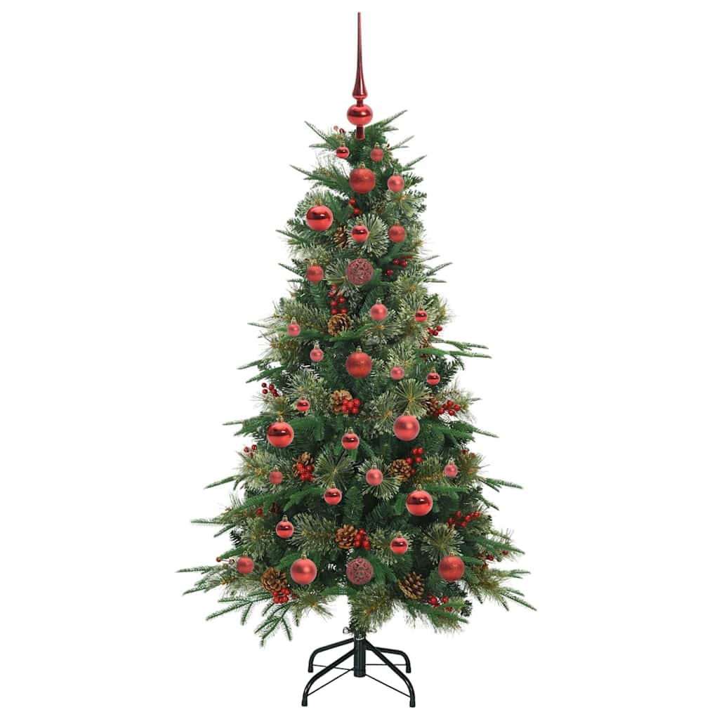 Kunstigt Hinged Juletræ med 150 LED'er Grøn 120 cm PE og PVC