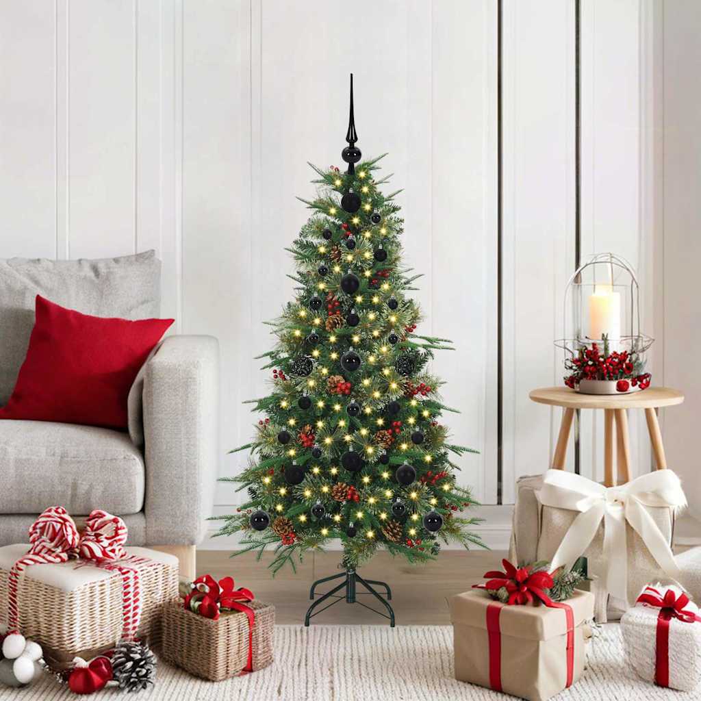 Kunstigt Hinged Juletræ med 150 LED'er Grøn 120 cm PE og PVC