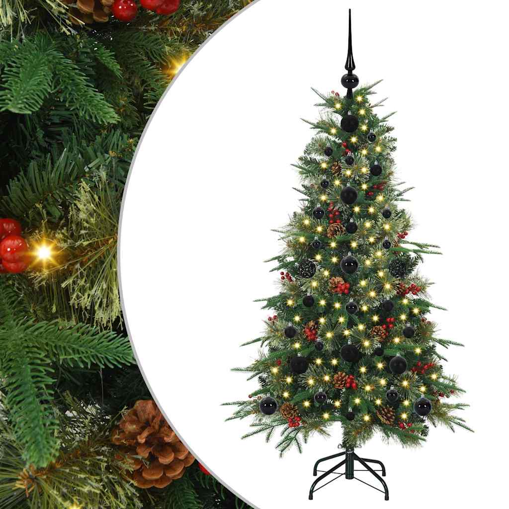 Kunstigt Hinged Juletræ med 150 LED'er Grøn 120 cm PE og PVC