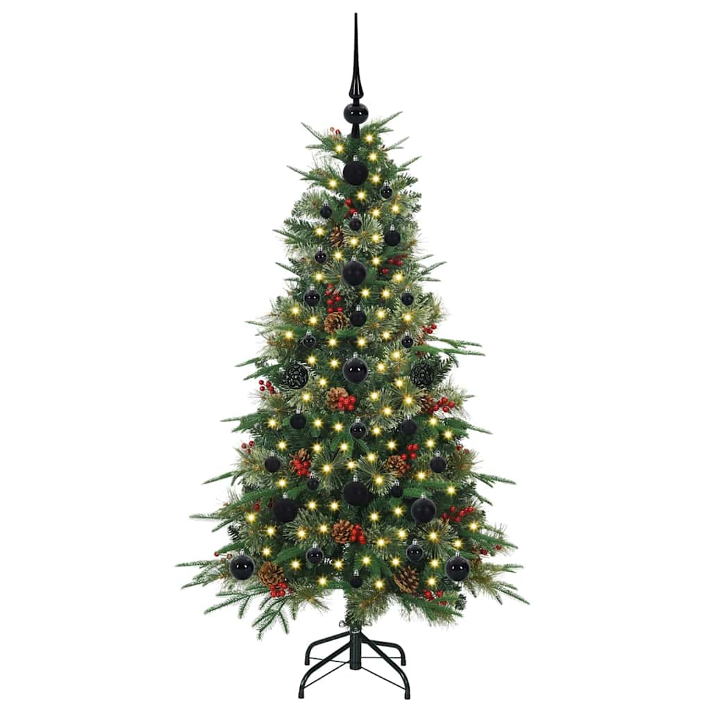 Kunstigt Hinged Juletræ med 150 LED'er Grøn 120 cm PE og PVC