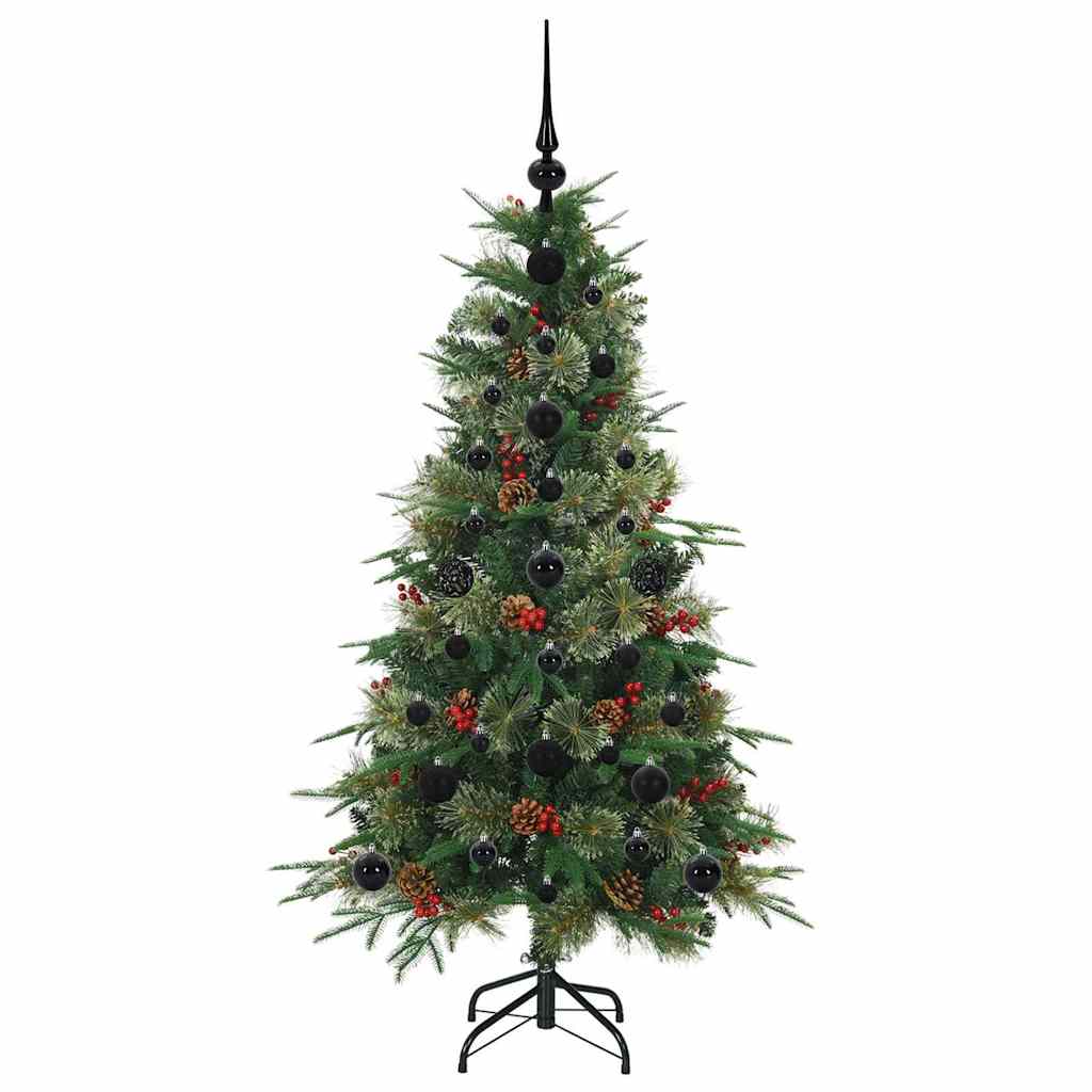 Kunstigt Hinged Juletræ med 150 LED'er Grøn 120 cm PE og PVC