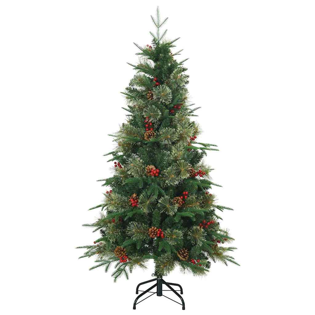 Kunstigt Hinged Juletræ med 150 LED'er Grøn 120 cm PE og PVC