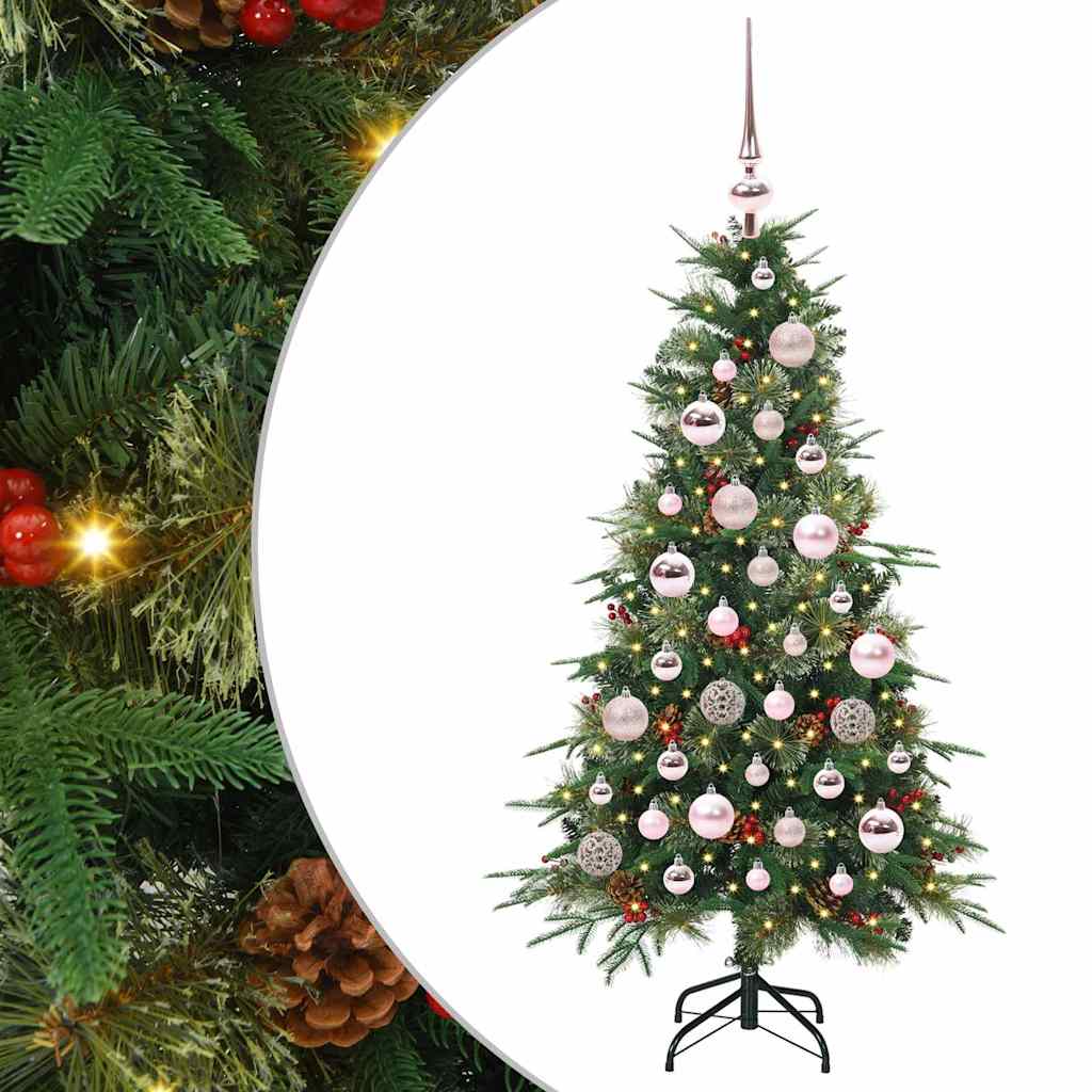 Kunstigt Hinged Juletræ med 150 LED'er Grøn 120 cm PE og PVC