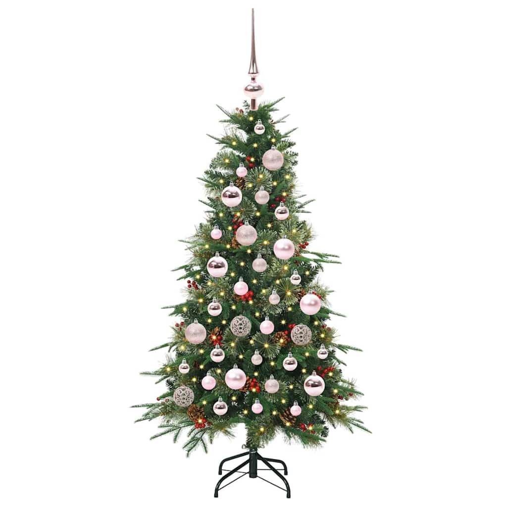Kunstigt Hinged Juletræ med 150 LED'er Grøn 120 cm PE og PVC
