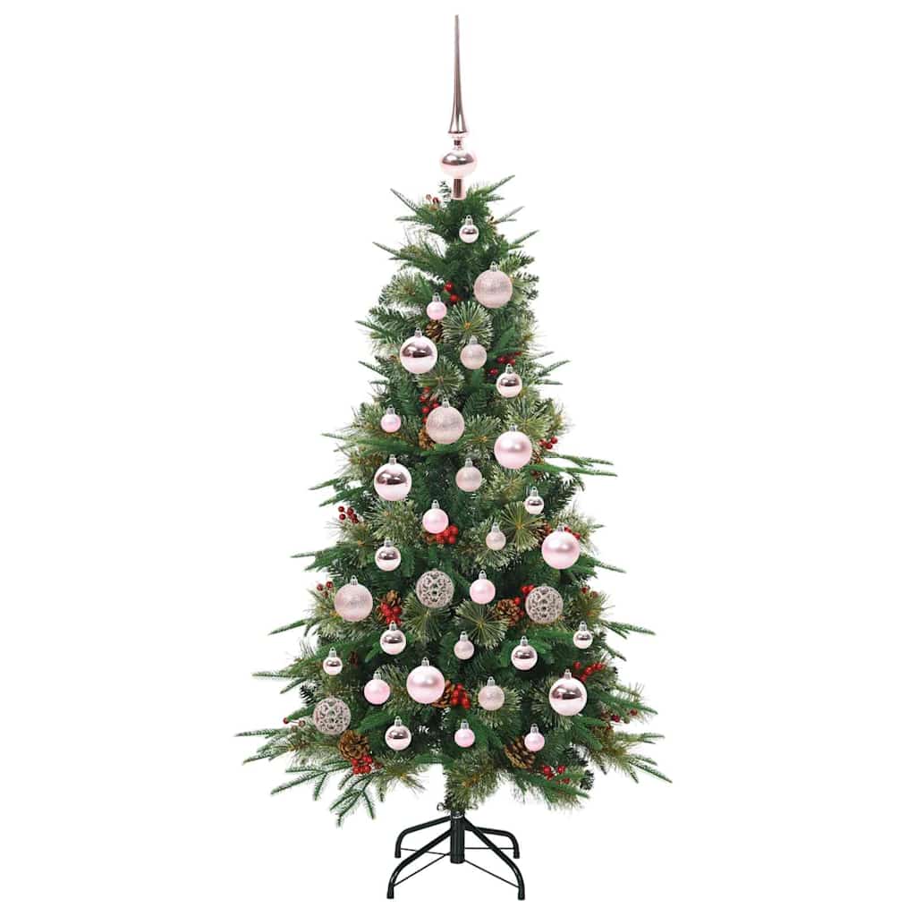 Kunstigt Hinged Juletræ med 150 LED'er Grøn 120 cm PE og PVC
