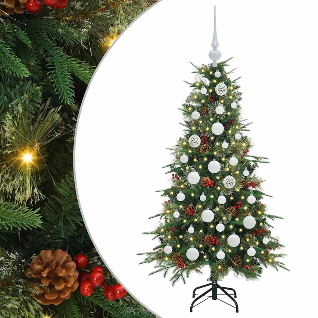 Kunstigt Hinged Juletræ med 150 LED'er Grøn 120 cm PE og PVC