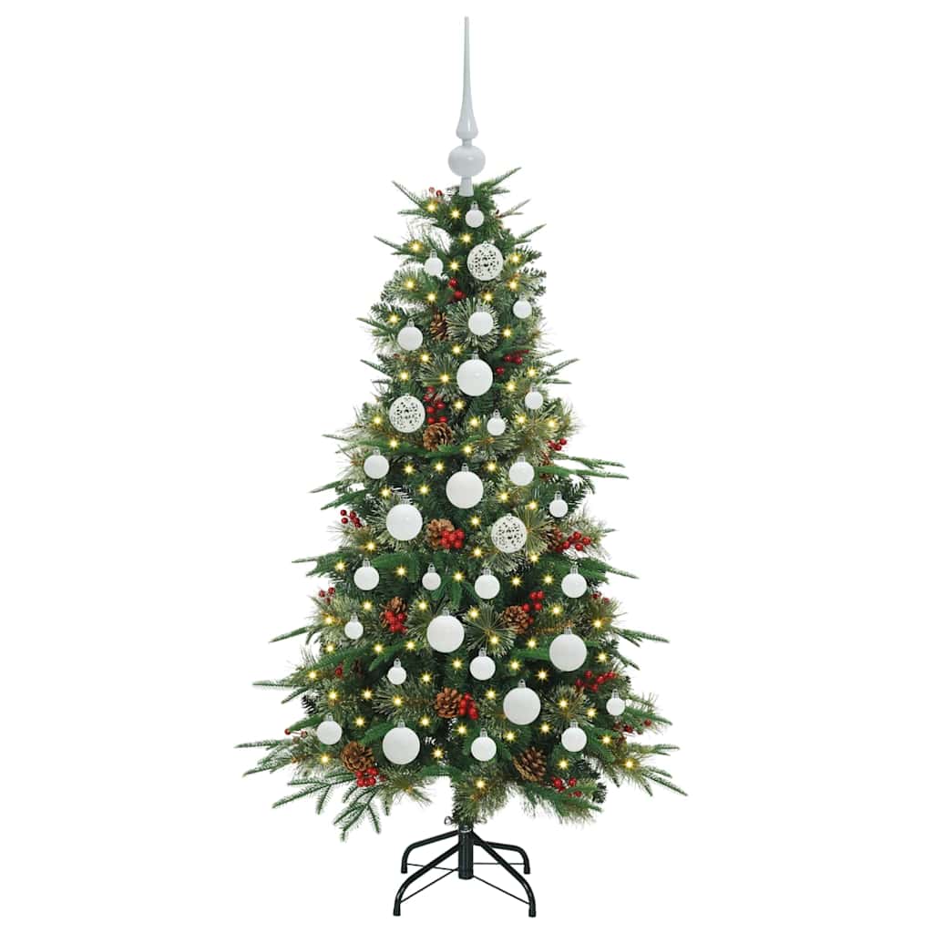 Kunstigt Hinged Juletræ med 150 LED'er Grøn 120 cm PE og PVC