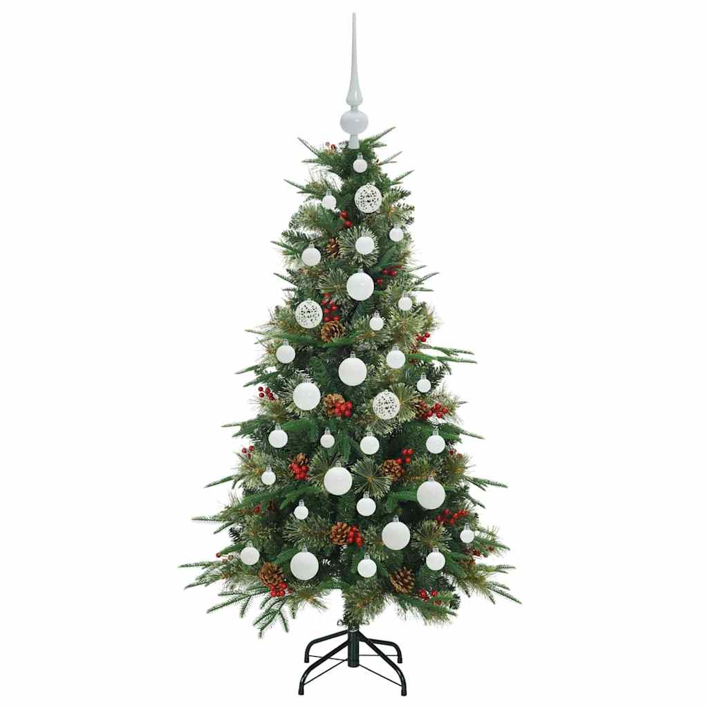 Kunstigt Hinged Juletræ med 150 LED'er Grøn 120 cm PE og PVC