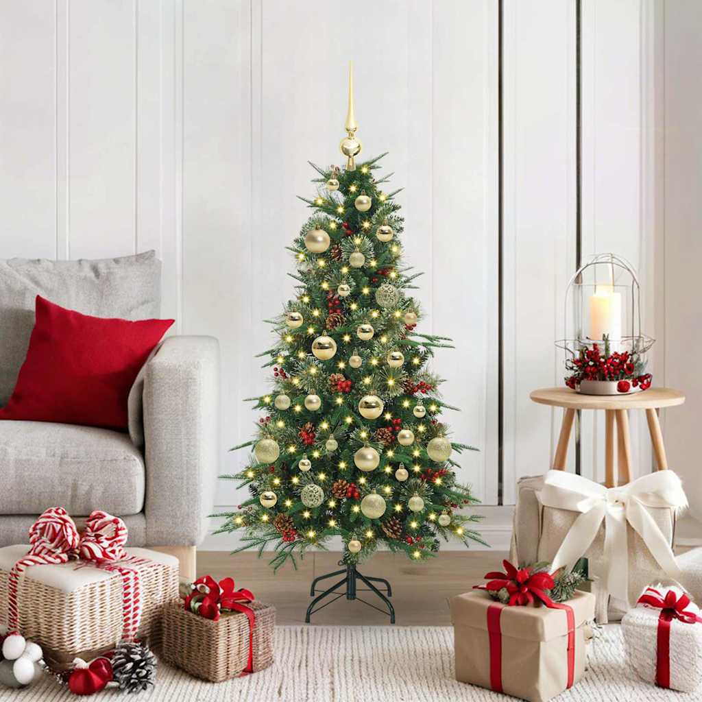 Kunstigt Hinged Juletræ med 150 LED'er Grøn 120 cm PE og PVC