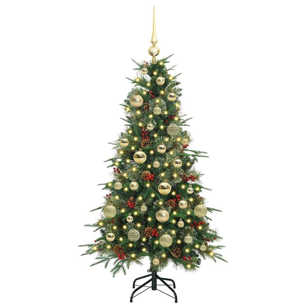 Kunstigt Hinged Juletræ med 150 LED'er Grøn 120 cm PE og PVC