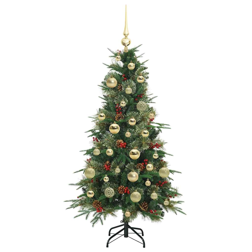 Kunstigt Hinged Juletræ med 150 LED'er Grøn 120 cm PE og PVC
