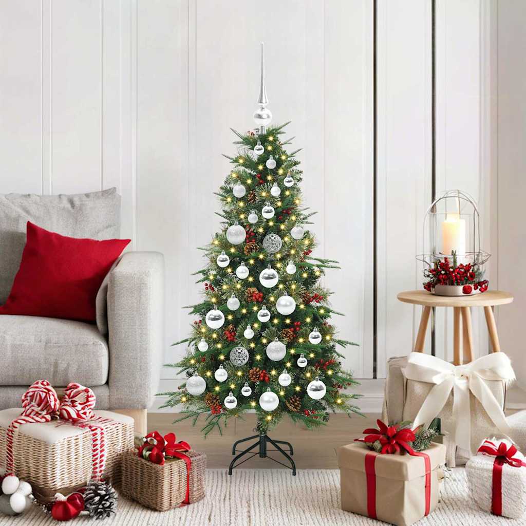 Kunstigt Hinged Juletræ med 150 LED'er Grøn 120 cm PE og PVC