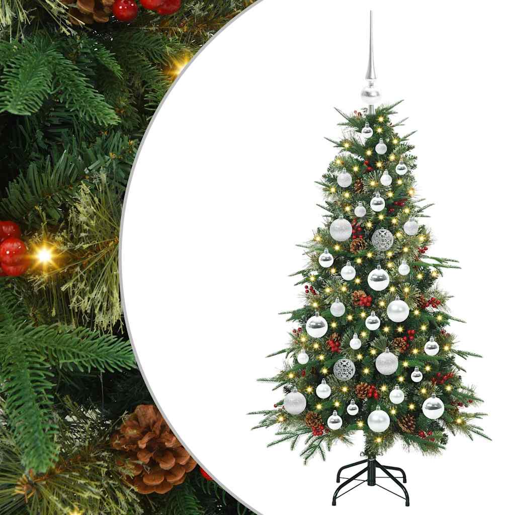 Kunstigt Hinged Juletræ med 150 LED'er Grøn 120 cm PE og PVC