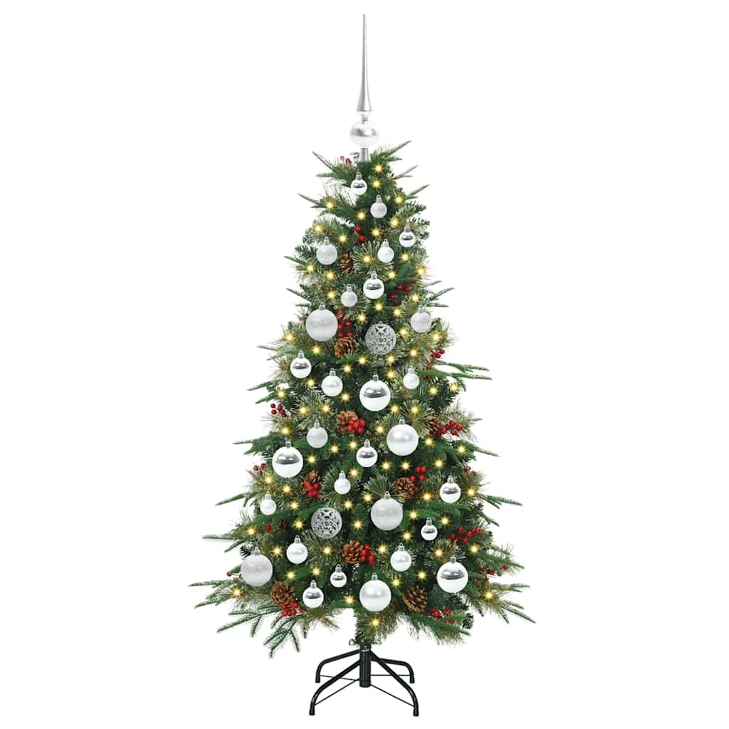 Kunstigt Hinged Juletræ med 150 LED'er Grøn 120 cm PE og PVC