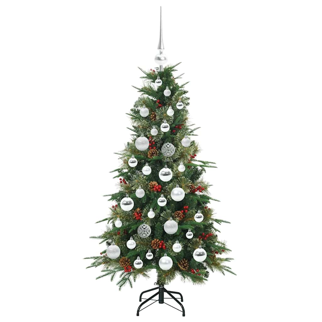 Kunstigt Hinged Juletræ med 150 LED'er Grøn 120 cm PE og PVC