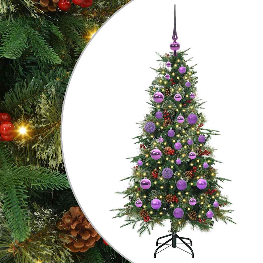 Kunstigt Hinged Juletræ med 150 LED'er Grøn 120 cm PE og PVC