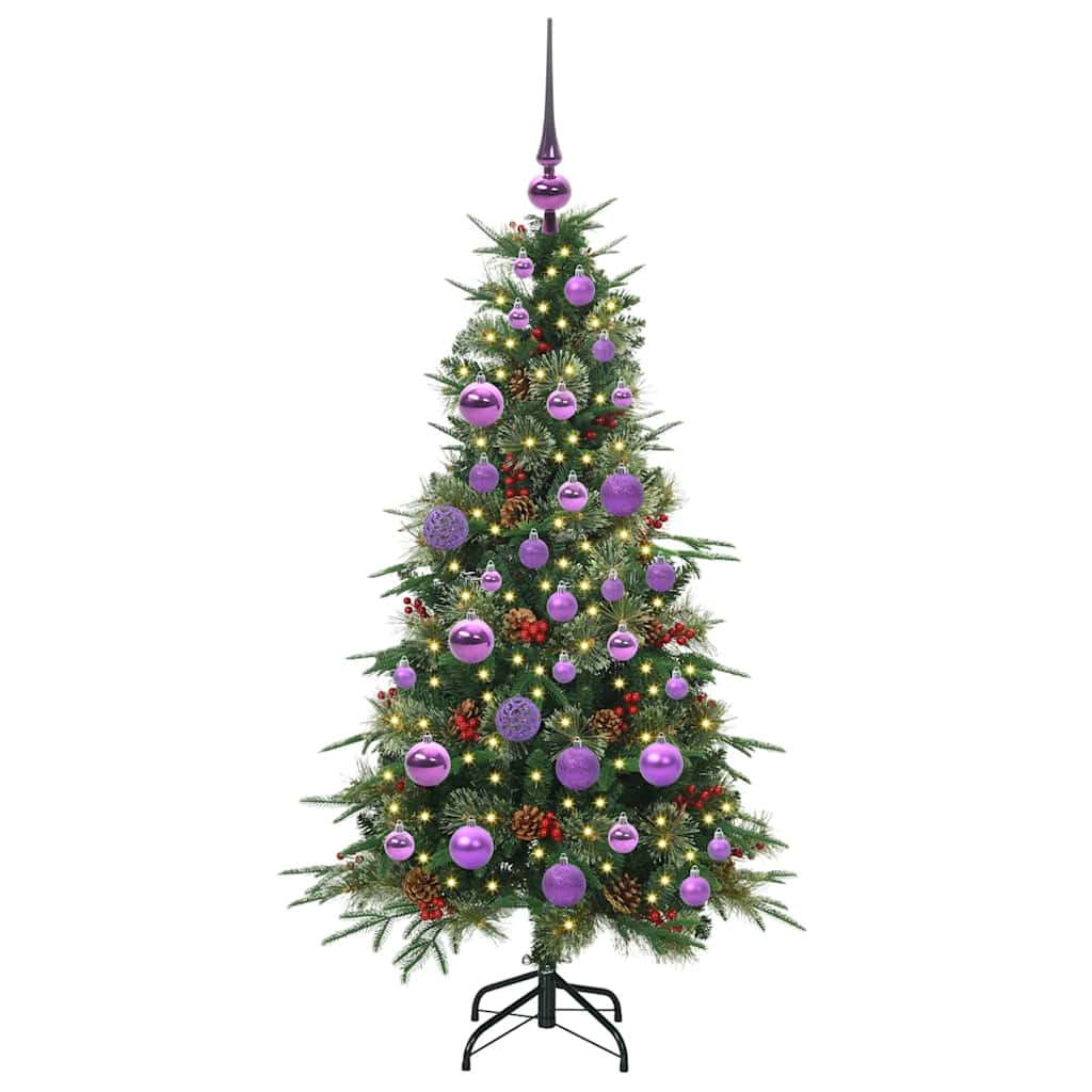 Kunstigt Hinged Juletræ med 150 LED'er Grøn 120 cm PE og PVC