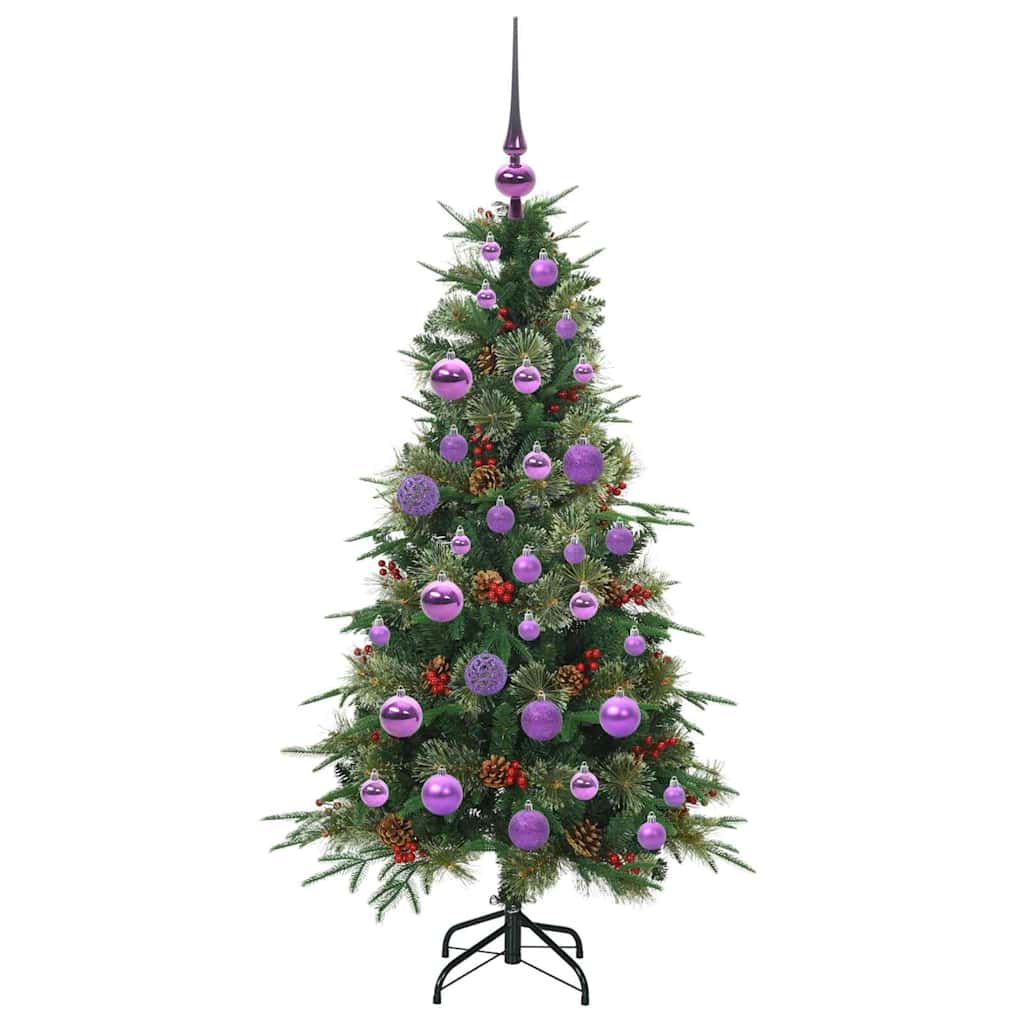 Kunstigt Hinged Juletræ med 150 LED'er Grøn 120 cm PE og PVC