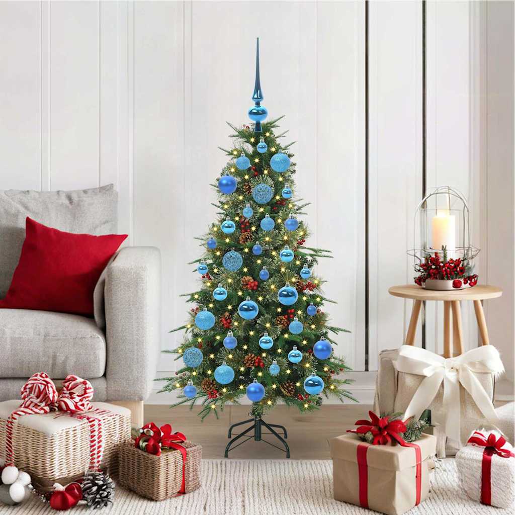 Kunstigt Hinged Juletræ med 150 LED'er Grøn 120 cm PE og PVC