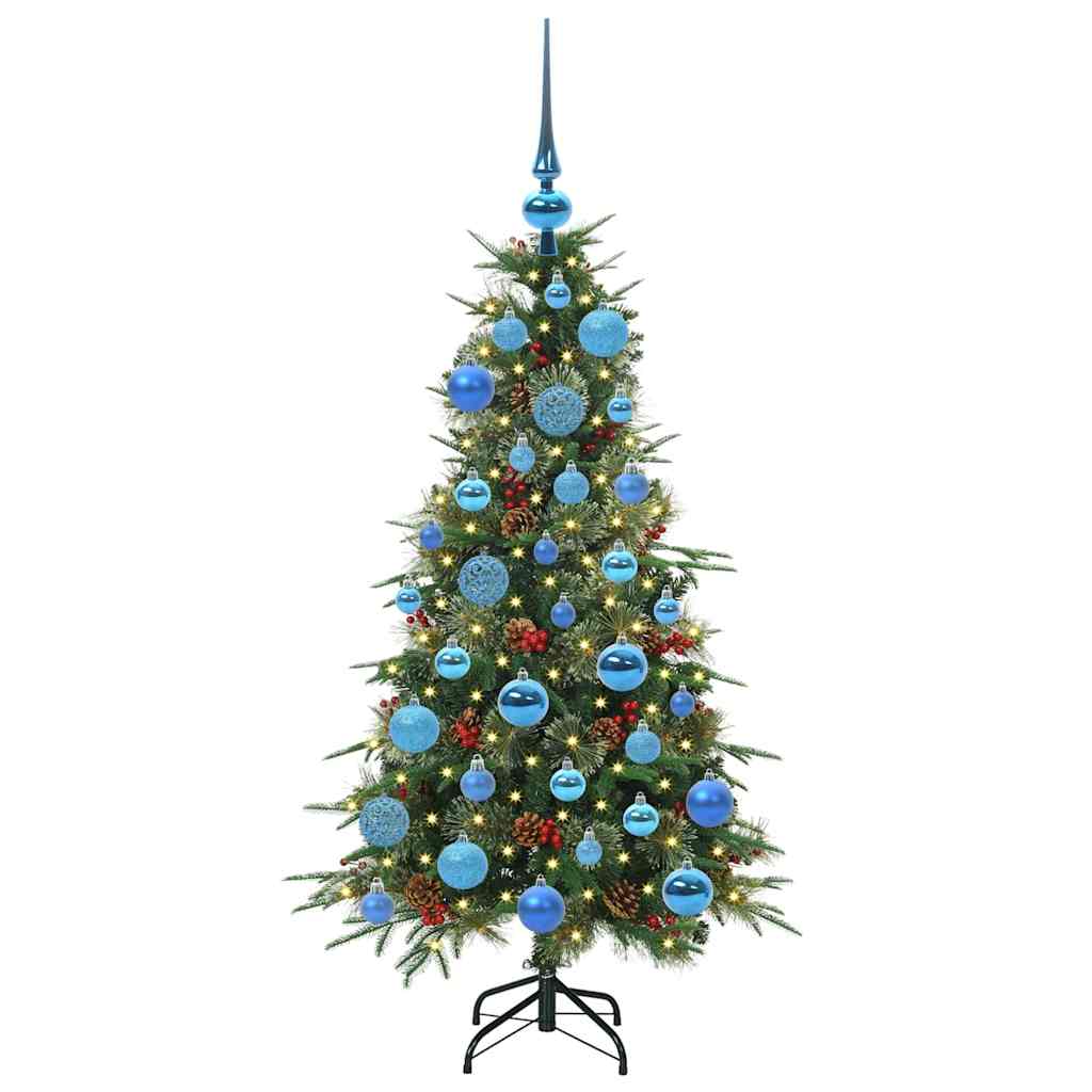 Kunstigt Hinged Juletræ med 150 LED'er Grøn 120 cm PE og PVC