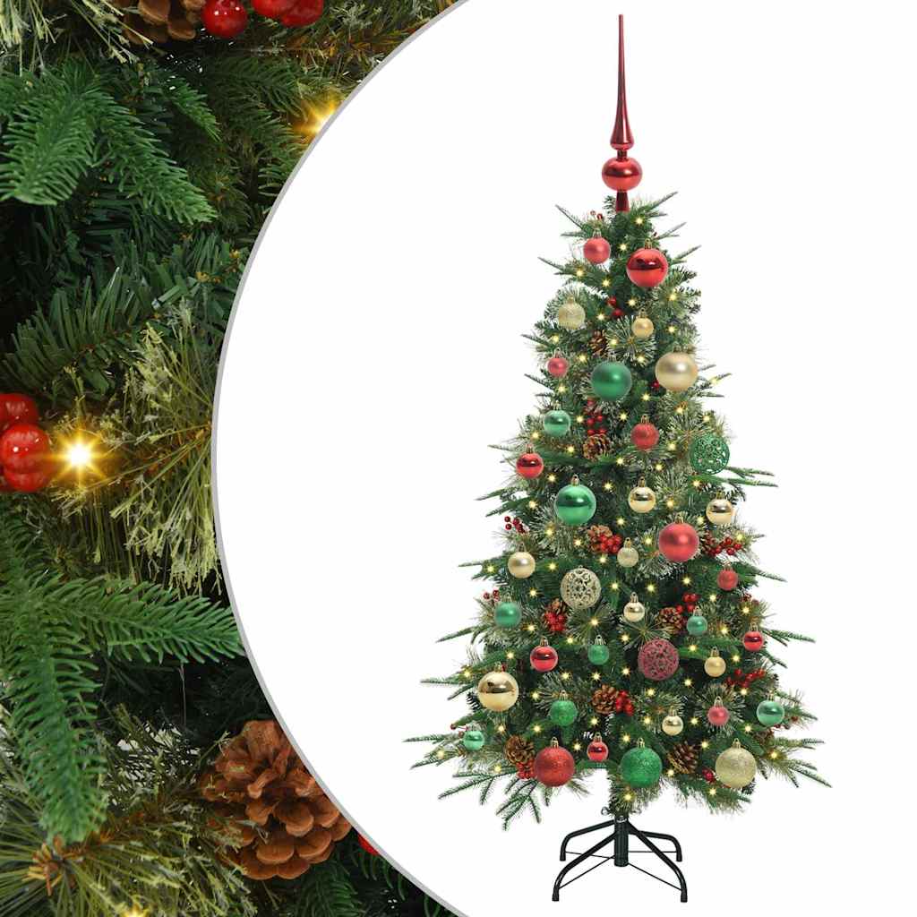 Kunstigt Hinged Juletræ med 150 LED'er Grøn 120 cm PE og PVC