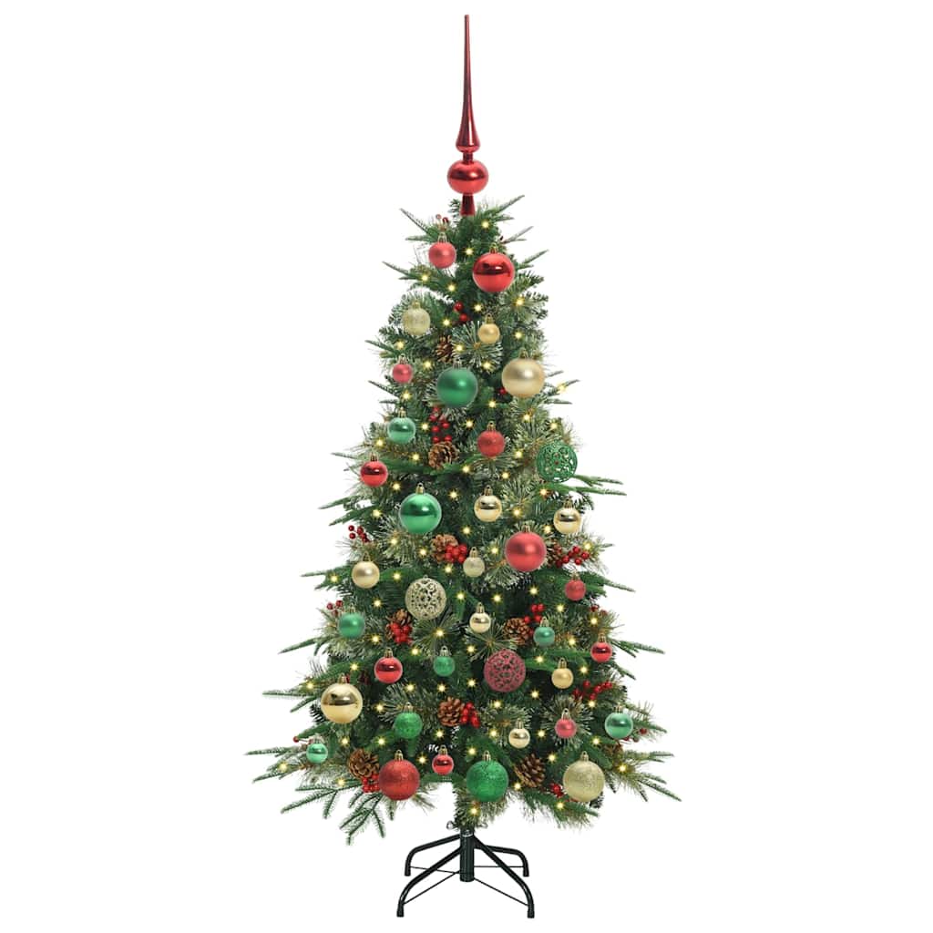 Kunstigt Hinged Juletræ med 150 LED'er Grøn 120 cm PE og PVC