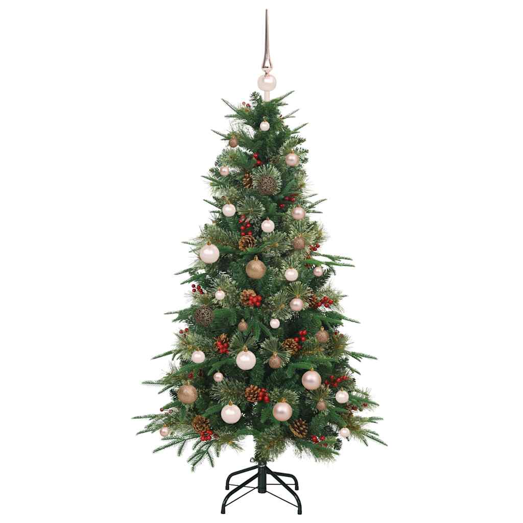 Kunstigt Hinged Juletræ med 150 LED'er Grøn 150 cm PE og PVC