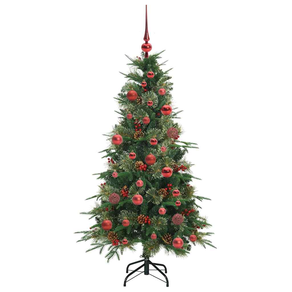Kunstigt Hinged Juletræ med 150 LED'er Grøn 150 cm PE og PVC