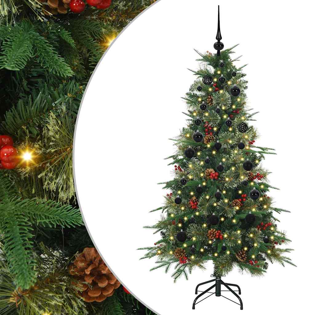 Kunstigt Hinged Juletræ med 150 LED'er Grøn 150 cm PE og PVC