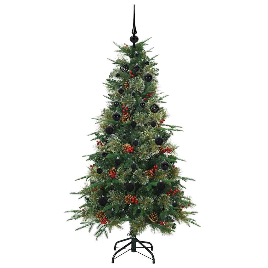 Kunstigt Hinged Juletræ med 150 LED'er Grøn 150 cm PE og PVC