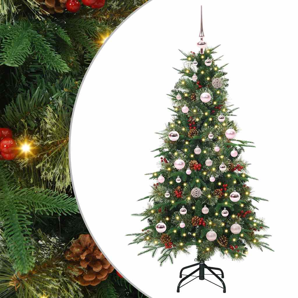 Kunstigt Hinged Juletræ med 150 LED'er Grøn 150 cm PE og PVC