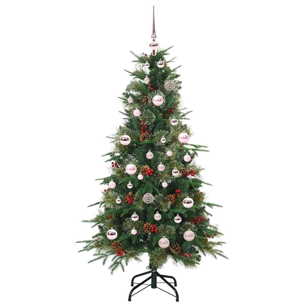 Kunstigt Hinged Juletræ med 150 LED'er Grøn 150 cm PE og PVC