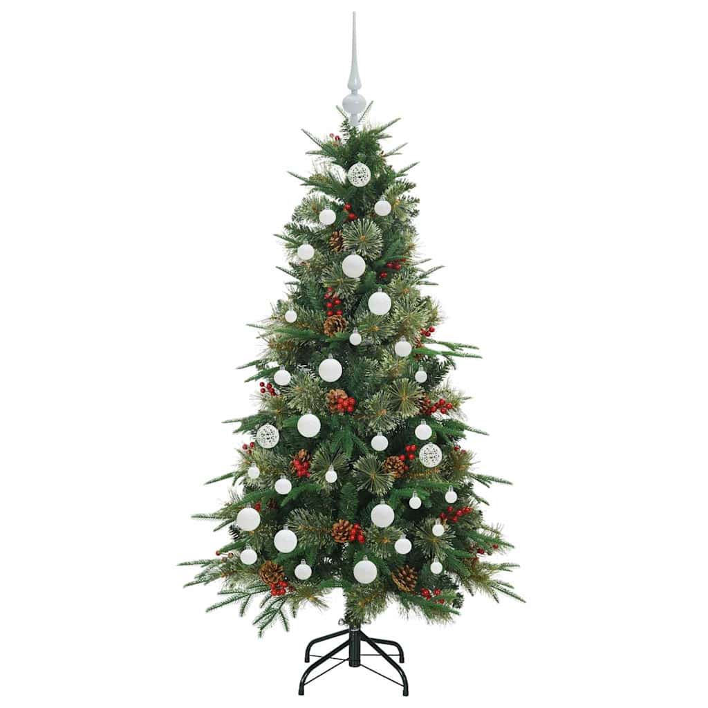 Kunstigt Hinged Juletræ med 150 LED'er Grøn 150 cm PE og PVC