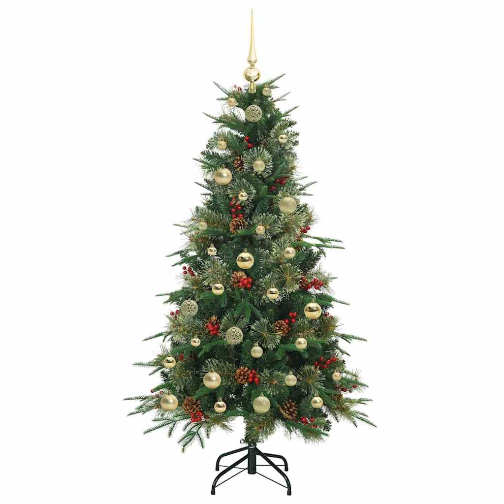 Kunstigt Hinged Juletræ med 150 LED'er Grøn 150 cm PE og PVC