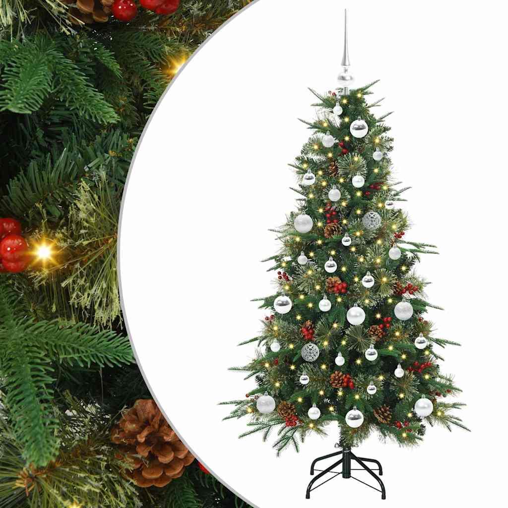 Kunstigt Hinged Juletræ med 150 LED'er Grøn 150 cm PE og PVC