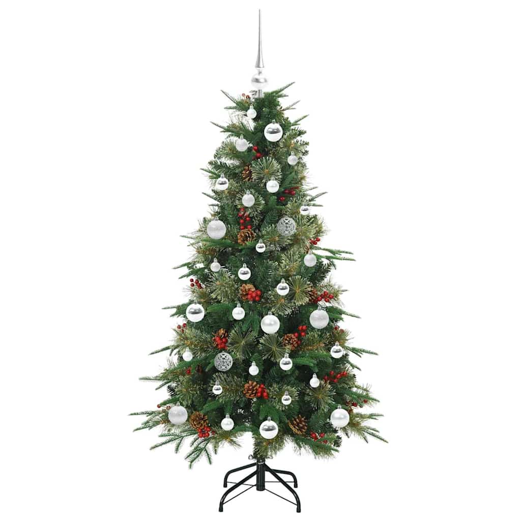 Kunstigt Hinged Juletræ med 150 LED'er Grøn 150 cm PE og PVC