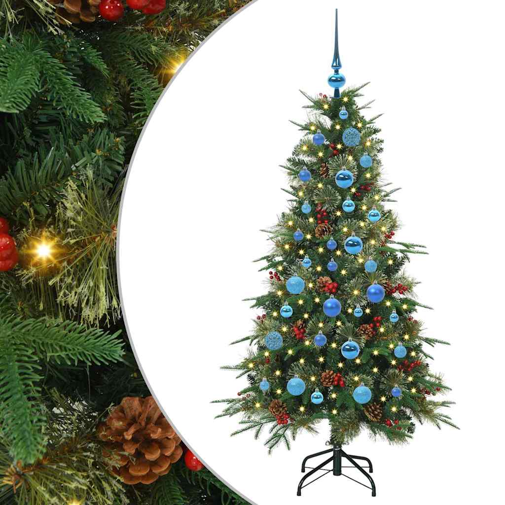 Kunstigt Hinged Juletræ med 150 LED'er Grøn 150 cm PE og PVC
