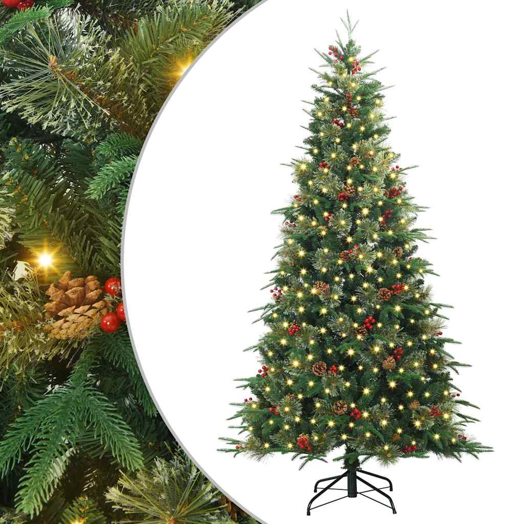 Kunstigt Hinged Juletræ med 300 LED'er Grøn 180 cm PE og PVC