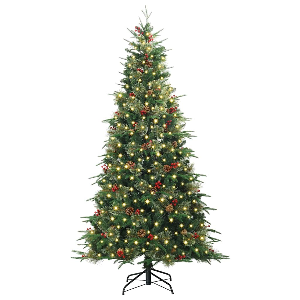 Kunstigt Hinged Juletræ med 300 LED'er Grøn 180 cm PE og PVC
