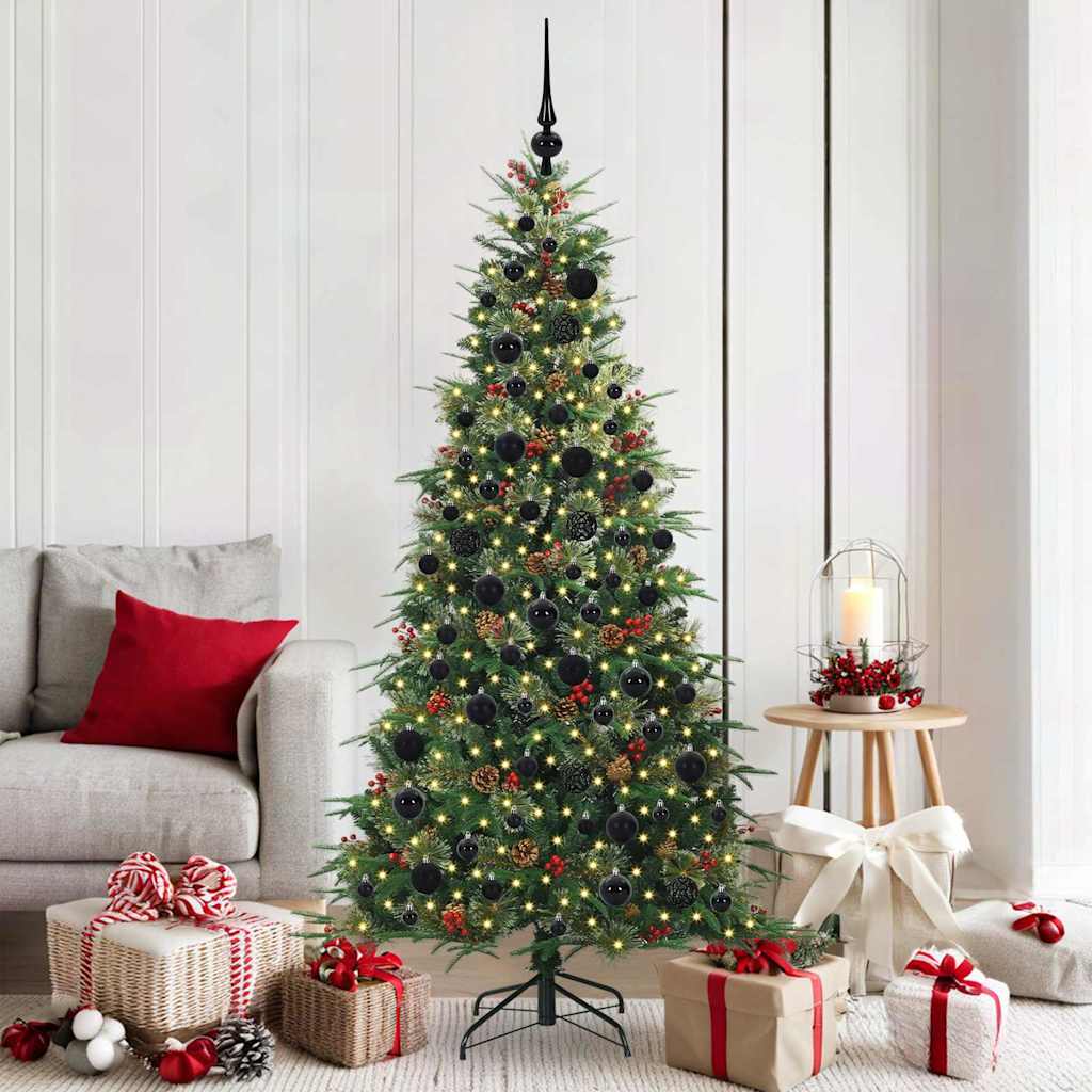 Kunstigt Hinged Juletræ med 300 LED'er Grøn 180 cm PE og PVC